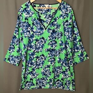 J. Crew Women's XL Green Blue Floral Tunic